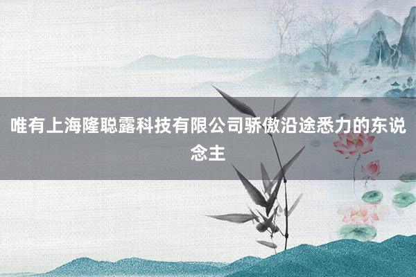 唯有上海隆聪露科技有限公司骄傲沿途悉力的东说念主